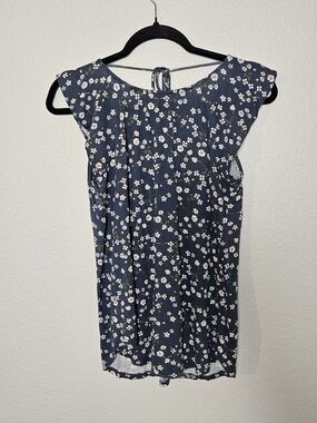 LOFT Blue Floral Top Size XS
